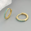 Fashion Geometric Micro Inlaid Zircon Sterling Silver Hoop Earrings With Electroplated Finish
