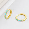 Fashion Geometric Micro Inlaid Zircon Sterling Silver Hoop Earrings With Electroplated Finish