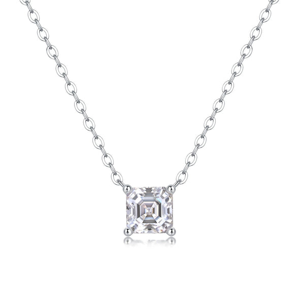 Fashion Geometric Moissanite Inlaid 925 Silver Women's Necklace
