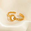 Fashion Geometric Moon Stainless Steel Ring 18K Gold Plated