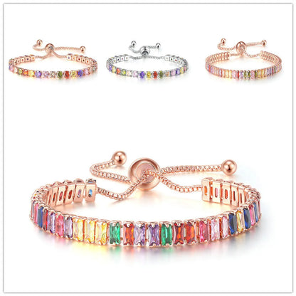 Fashion Geometric Multicolor Copper Bracelets Inlaid Zircon Copper Bracelets 1 Piece