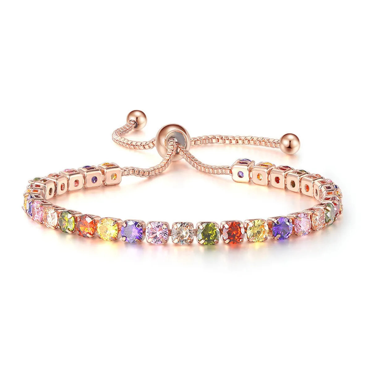 Fashion Geometric Multicolor Copper Bracelets Inlaid Zircon Copper Bracelets 1 Piece