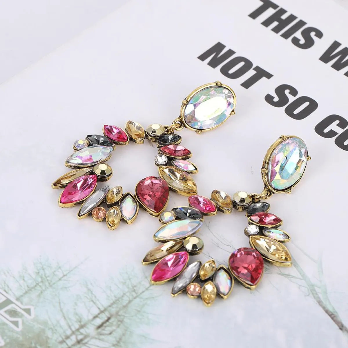 Fashion Geometric Multilayer Alloy Diamond Earrings Female Retro Long Earrings