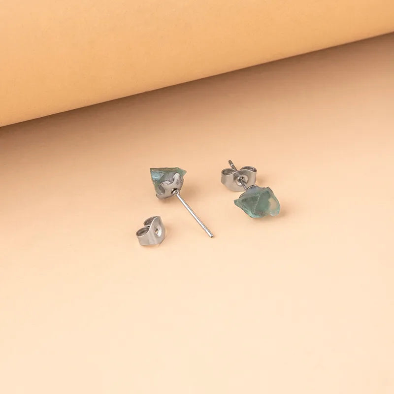 Fashion Geometric Natural Stone Irregular Ear Studs 1 Pair