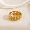 Fashion Geometric Oval Opening Adjustable Stainless Steel Goldplated Ring For Women