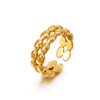 Fashion Geometric Oval Opening Adjustable Stainless Steel Goldplated Ring For Women