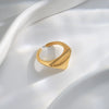 Fashion Geometric Pearl Exaggerated Opening Ring Stainless Steel Gold Plated Jewelry