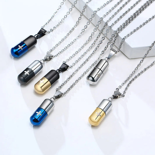 Fashion Geometric Pill Titanium Steel Necklace Plating Stainless Steel Necklaces