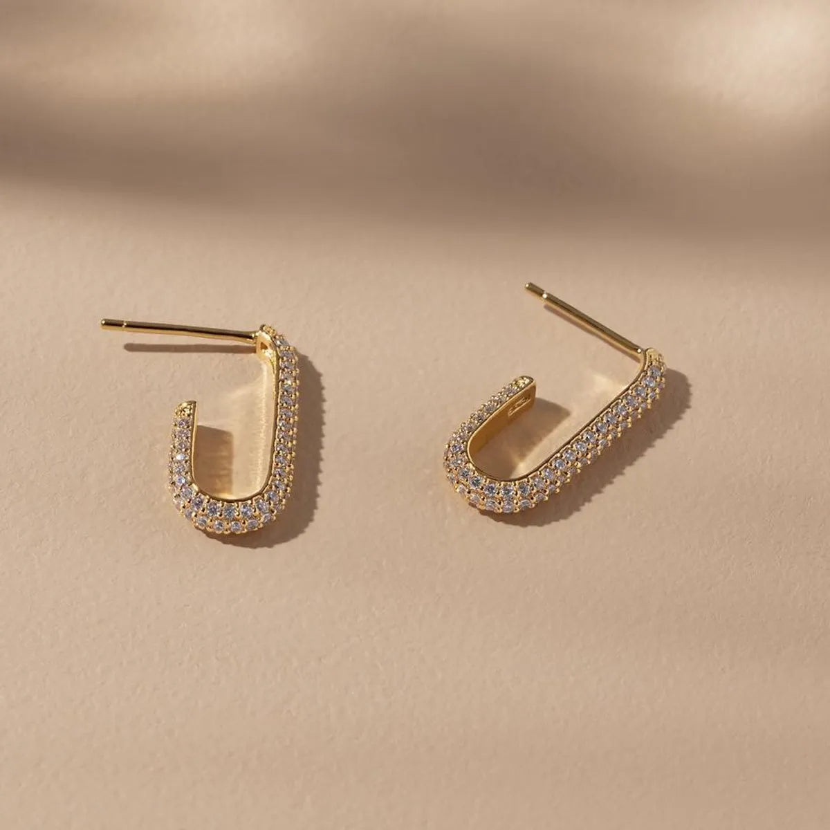 Fashion Geometric Plated 18k Gold Inlaid Zircon Copper Earrings Wholesale