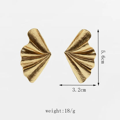 Fashion Geometric Pleated Metal Female Alloy Earrings Jewelry