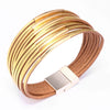 Fashion Geometric Pu Leather Bracelet Electroplated Jewelry For Female Students And Unisex Wear