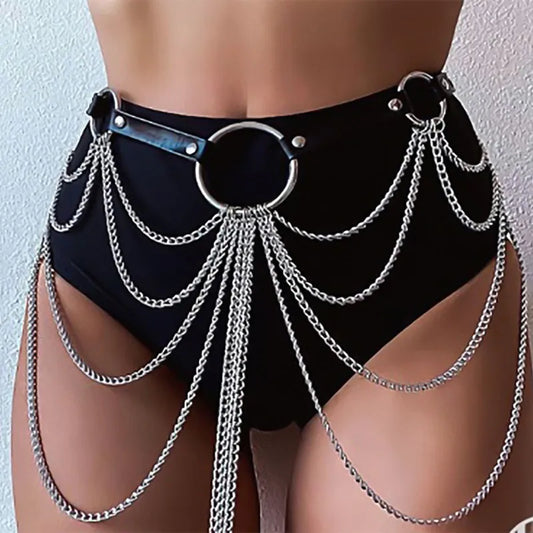 Fashion Geometric Pu Leather Tassel Women'S Chain Belts