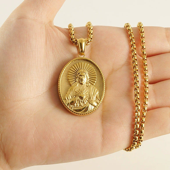 Fashion Geometric Religious Myth Figure Pendant Clavicle Chain Stainless Steel Titanium Steel Electroplated Unisex