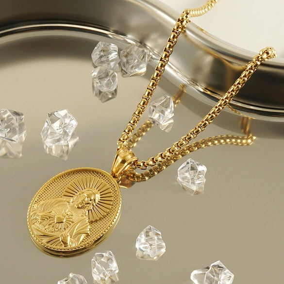 Fashion Geometric Religious Myth Figure Pendant Clavicle Chain Stainless Steel Titanium Steel Electroplated Unisex