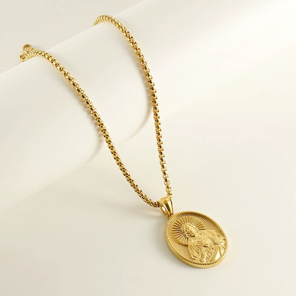 Fashion Geometric Religious Myth Figure Pendant Clavicle Chain Stainless Steel Titanium Steel Electroplated Unisex