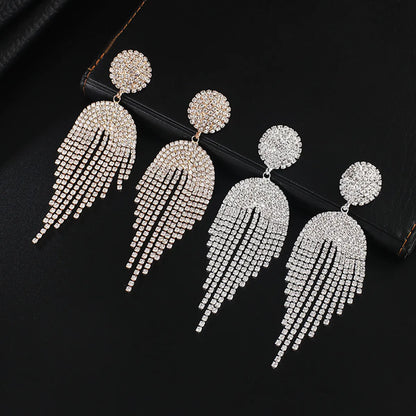 Fashion Geometric Rhinestone Tassel Artificial Gemstones Women's Drop Earrings 1 Pair