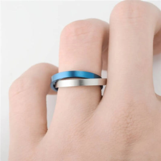 Fashion Geometric Rotating Stainless Steel Contrast Color Ring