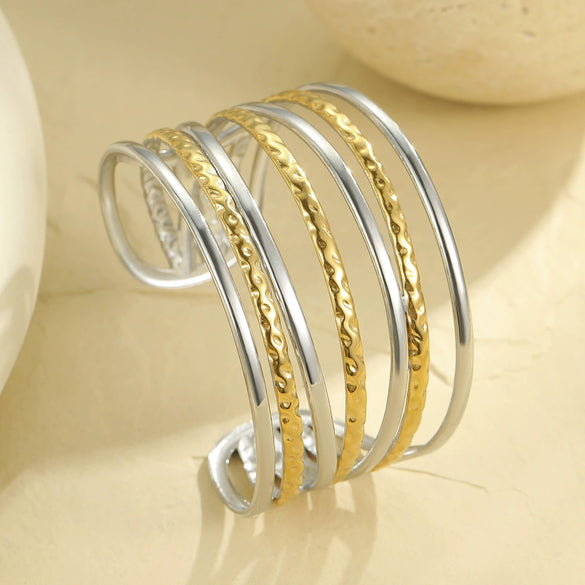 Fashion Geometric Semicircle Hollow Stainless Steel Electroplated Women's Bracelet