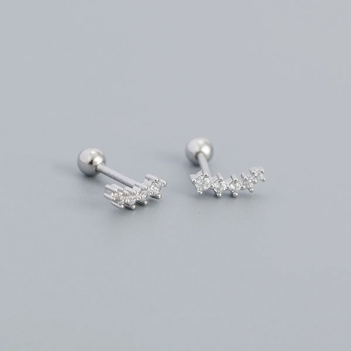 Fashion Geometric Silver Inlay Rhinestones Ear Studs 1 Pair