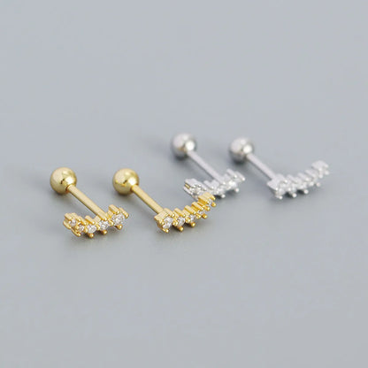 Fashion Geometric Silver Inlay Rhinestones Ear Studs 1 Pair