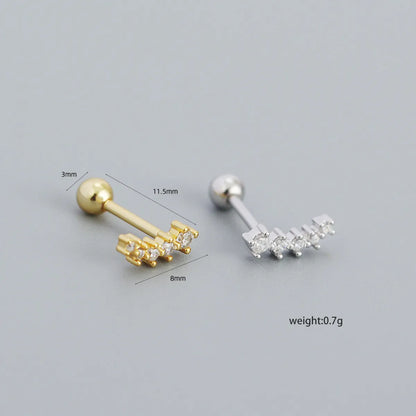 Fashion Geometric Silver Inlay Rhinestones Ear Studs 1 Pair