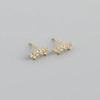 Fashion Geometric Silver Inlay Zircon Ear Studs 1 Pair