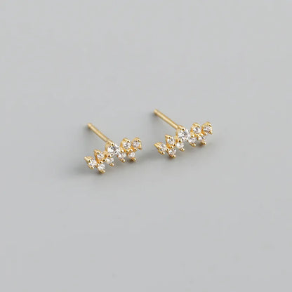 Fashion Geometric Silver Inlay Zircon Ear Studs 1 Pair