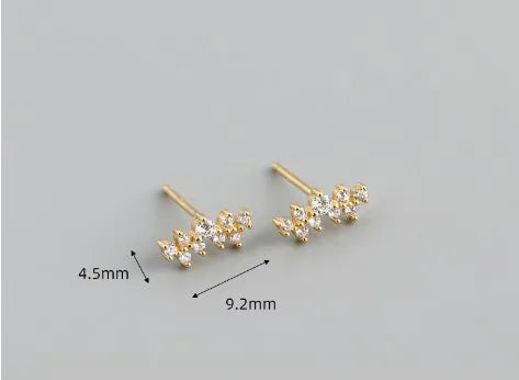 Fashion Geometric Silver Inlay Zircon Ear Studs 1 Pair