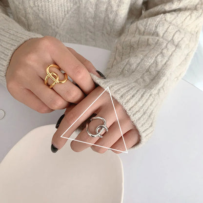 Fashion Geometric Copper Plating White Gold Plated Silver Plated Women'S Open Ring