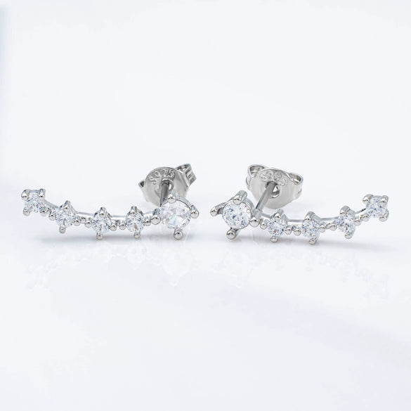 Fashion Geometric 925 Silver Zirconium Earrings With Electroplating
