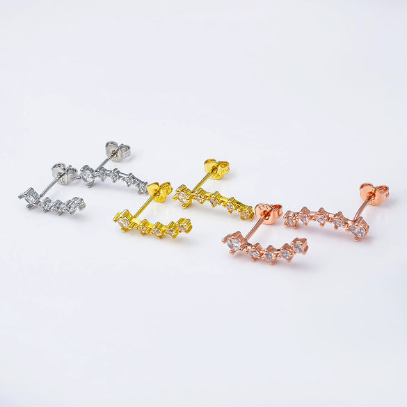 Fashion Geometric 925 Silver Zirconium Earrings With Electroplating