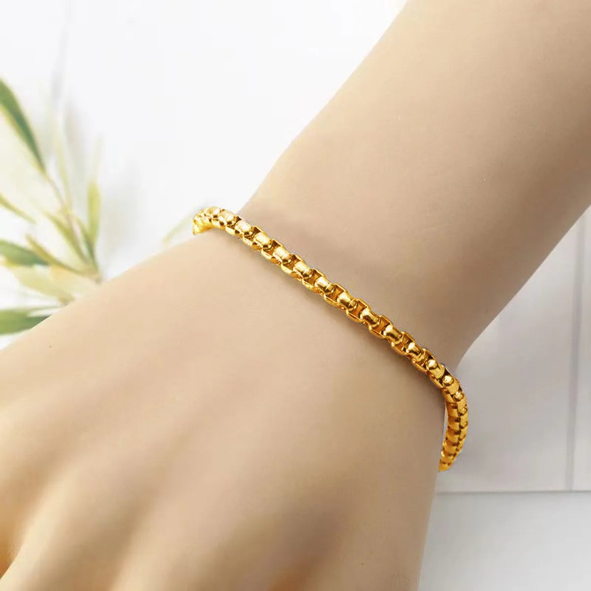 Fashion Geometric Solid Color Titanium Steel 18k Gold Plated Bracelets