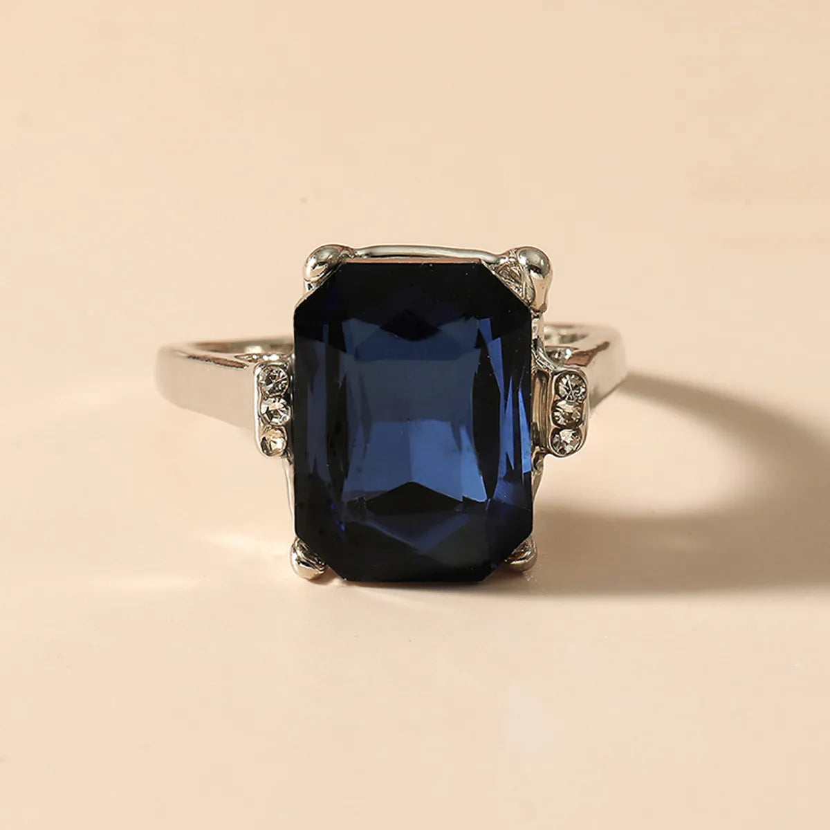 Fashion Geometric Square Colorful Sapphire Crystal Alloy Ring