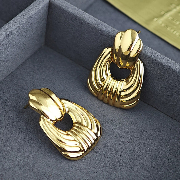 Fashion Geometric Square Titanium Steel Earrings For Women With Electroplating