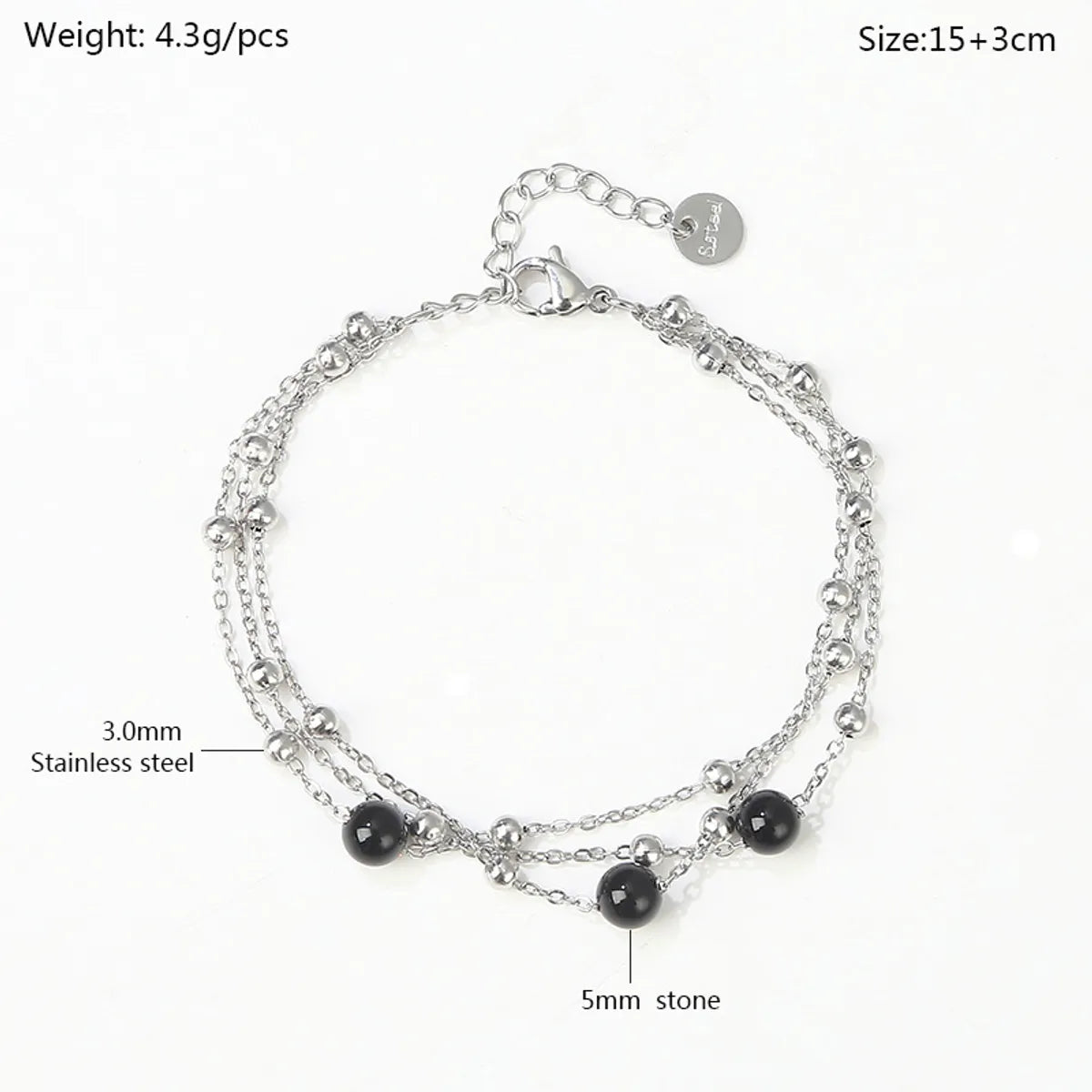 Fashion Geometric Stainless Steel Agate Pearl Bracelets 1 Piece