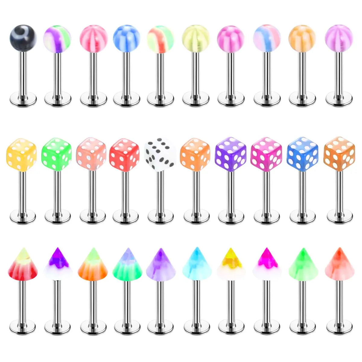 Fashion Geometric Stainless Steel Arylic Polishing Lip Stud Eyebrow Nails 1 Piece