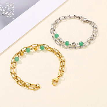 Fashion Geometric Stainless Steel Bracelets Beaded No Inlaid Stainless Steel Bracelets