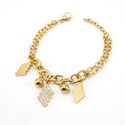 Fashion Geometric Stainless Steel Bracelets Inlay Rhinestones Stainless Steel Bracelets