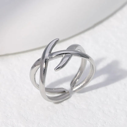 Fashion Geometric Stainless Steel Criss Cross Open Ring