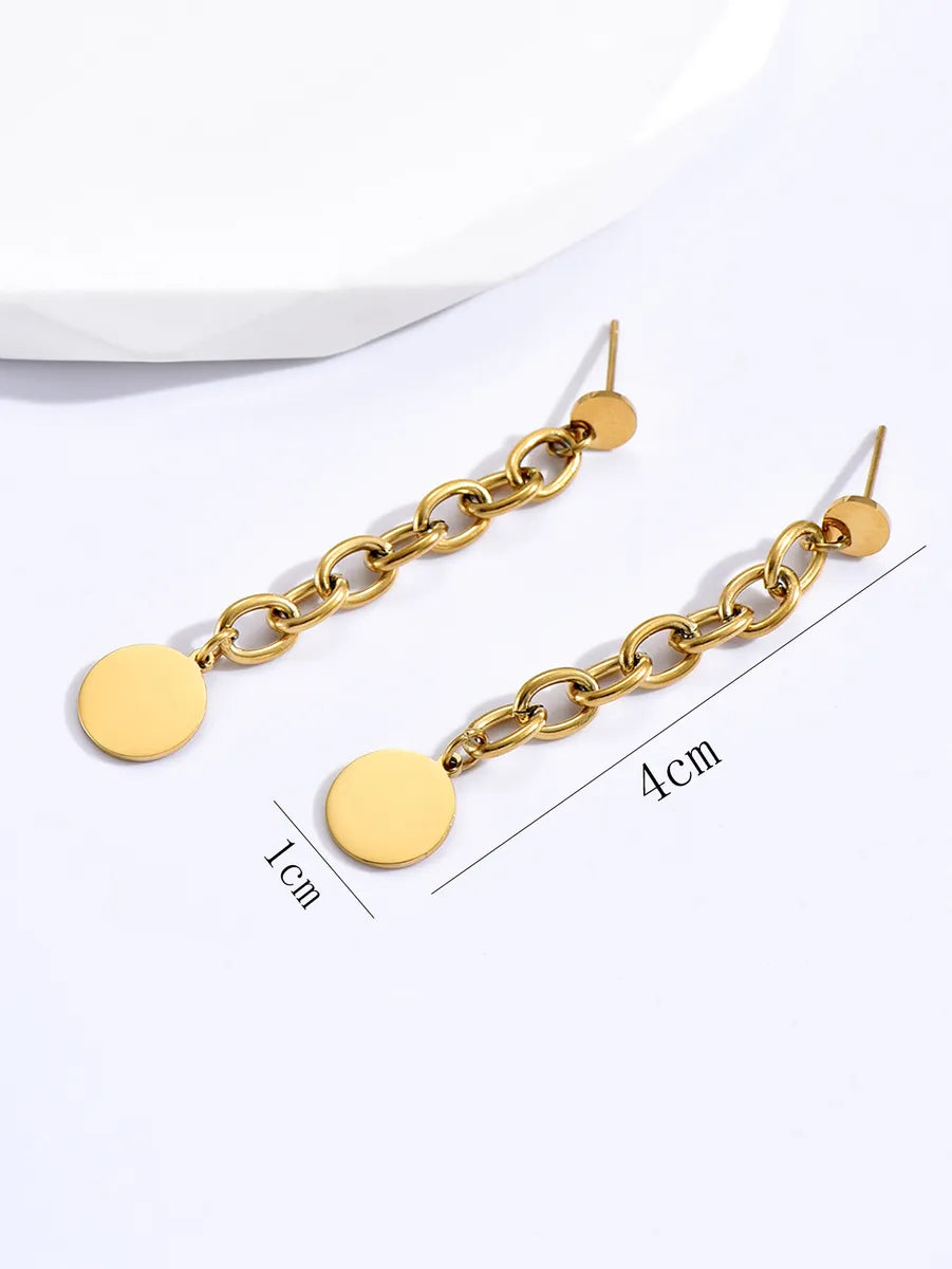 Fashion Geometric Stainless Steel Drop Earrings Chain Stainless Steel Earrings 1 Pair