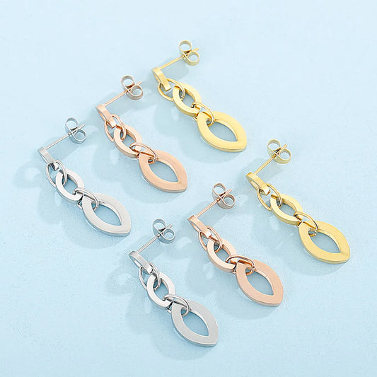 Fashion Geometric Stainless Steel Drop Earrings Patchwork Stainless Steel Earrings