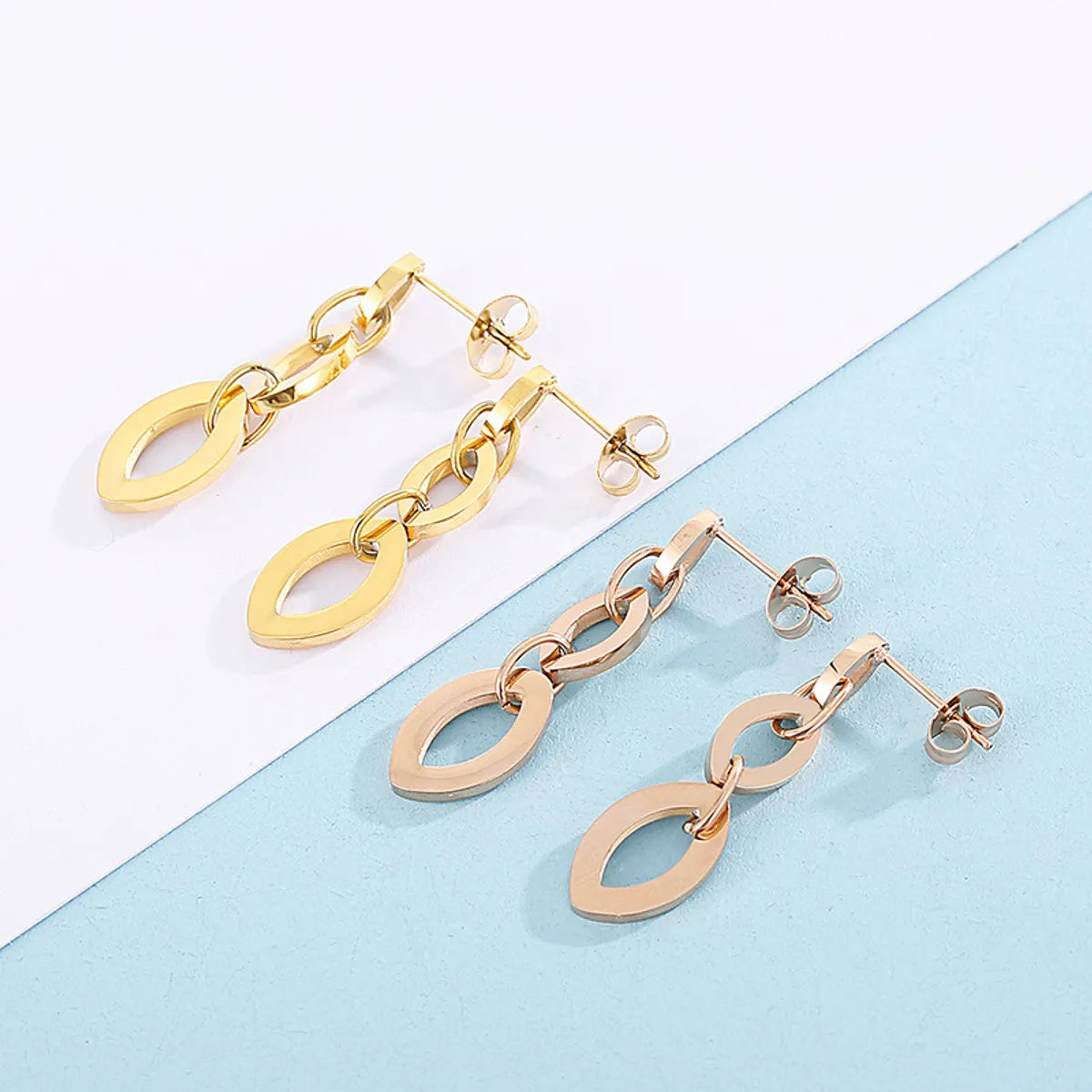 Fashion Geometric Stainless Steel Drop Earrings Patchwork Stainless Steel Earrings