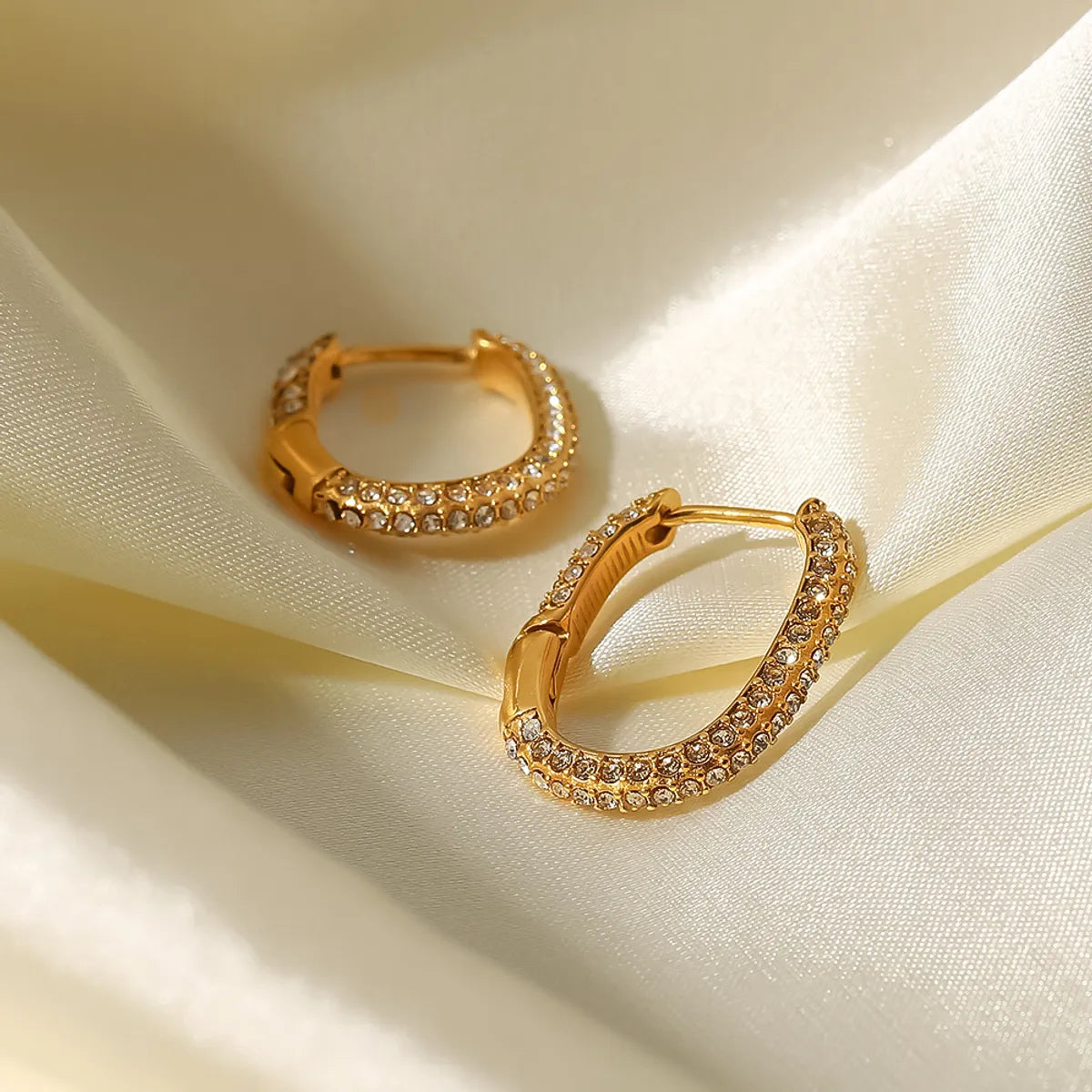 Fashion Geometric Stainless Steel Earrings Gold Plated Inlay Zircon Stainless Steel Earrings