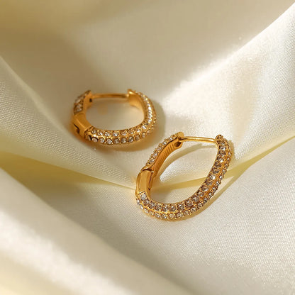 Fashion Geometric Stainless Steel Earrings Gold Plated Inlay Zircon Stainless Steel Earrings