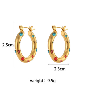 1 Pair Fashion Geometric Stainless Steel Pearl Zircon Gold Plated Earrings