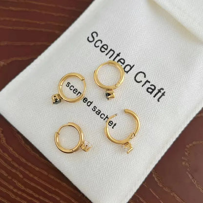 Fashion Geometric Plating 304 Stainless Steel Artificial Diamond 16K Gold Plated White Gold Plated Gold Plated Earrings