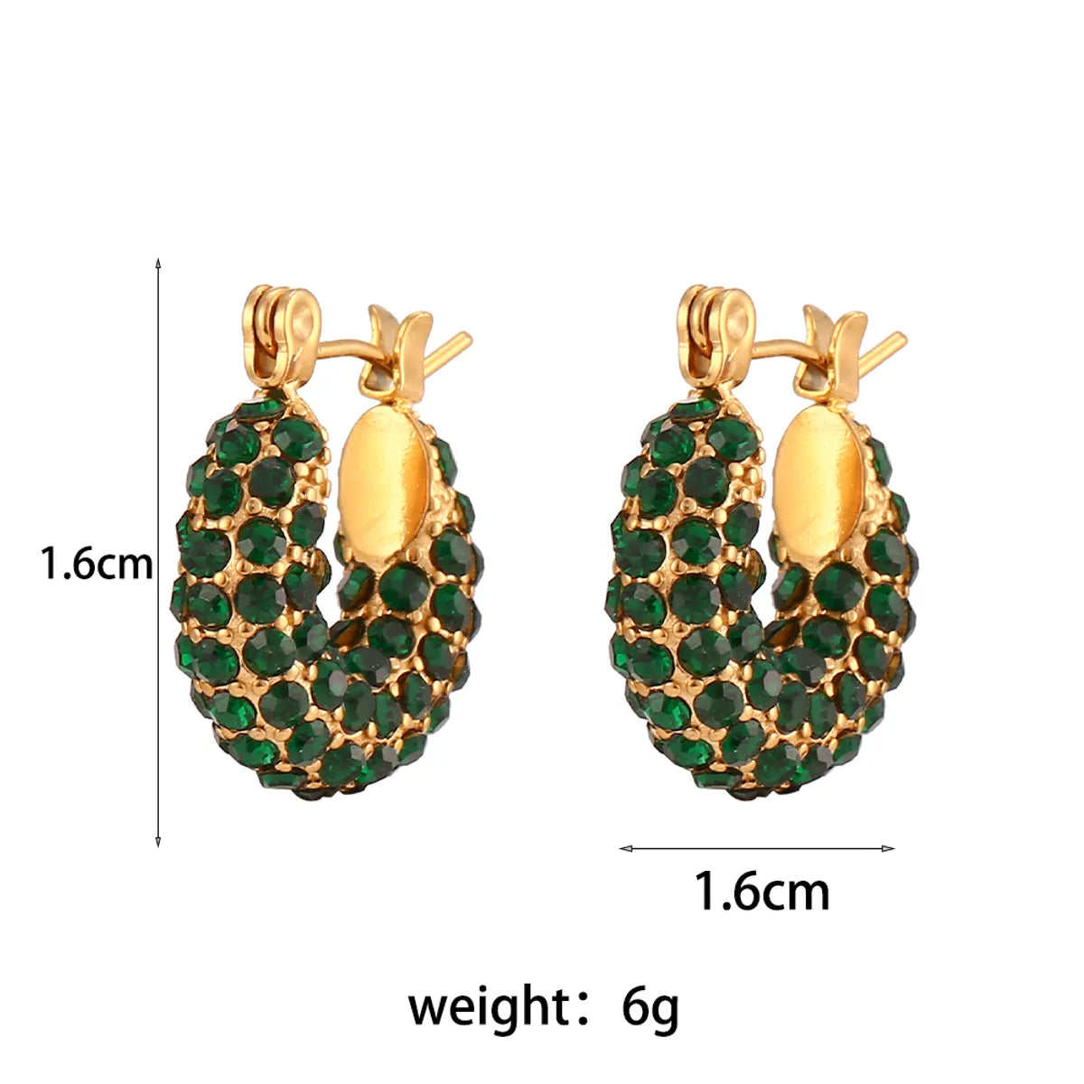 Fashion Geometric Plating Inlaid Zircon Stainless Steel Zircon Gold Plated Earrings