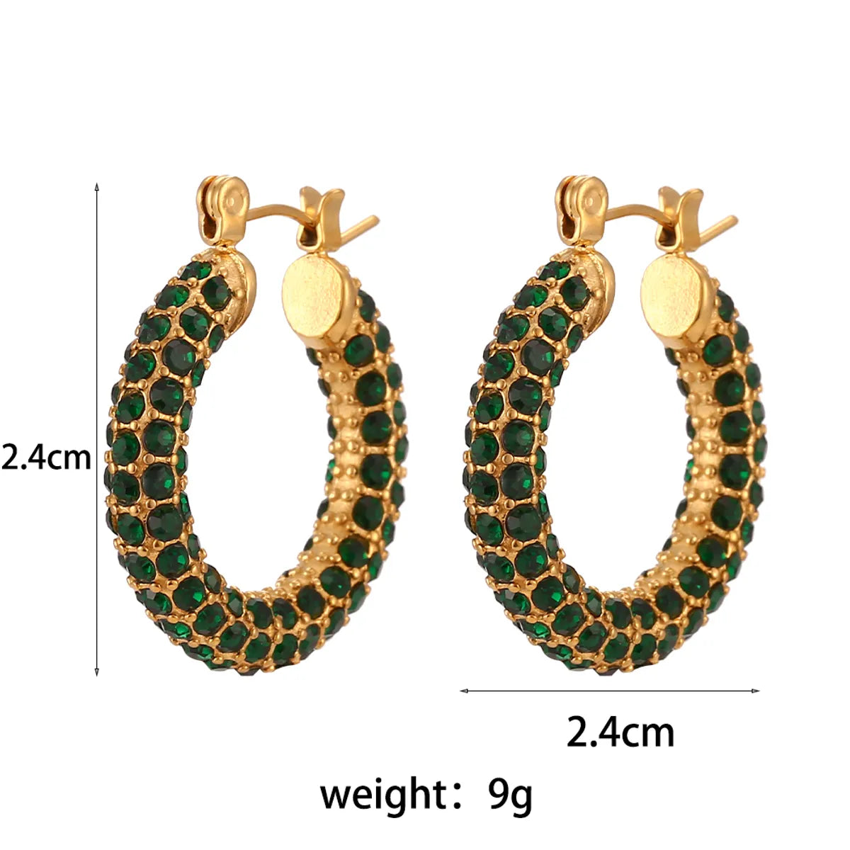 Fashion Geometric Plating Inlaid Zircon Stainless Steel Zircon Gold Plated Earrings