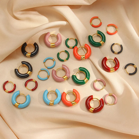 Fashion Geometric Stainless Steel Earrings Stoving Varnish Plating Stainless Steel Earrings