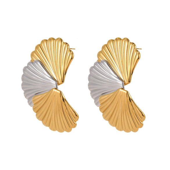 Fashion Geometric Stainless Steel Earrings With Electroplating For Women